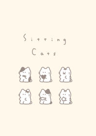 6 Sitting Cats/pink green beige skin