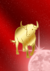 Zodiac of gold and red-cow-2022