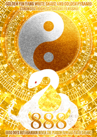 Golden yin yang white snake 888