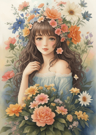 花朵海裡的小仙女
