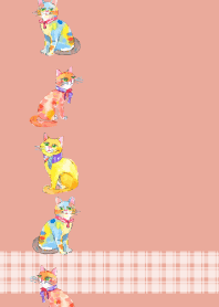 cat playing tricks3 on pink&blue