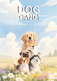Kawaii Dog Gang in Flower field