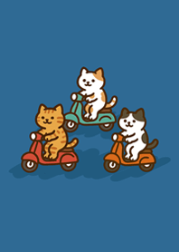 자전거를 타는 고양이-회색 파란색