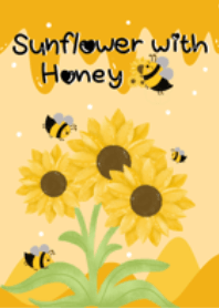 Sunflower with honey bee