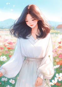 flower field Minimal girl flower garden