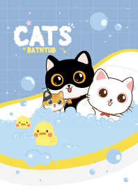 Cats Bathtub Blue