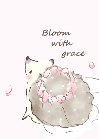 Hedgehog&Flower Crown with Veil -pink-