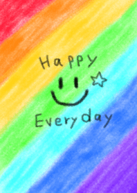 クレヨンで描いた虹とスマイル