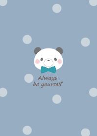 Panda and ribbon -smoky blue- lu2