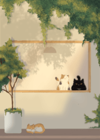 sunset with cats