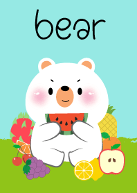Cute White Bear  Love Fruit Theme