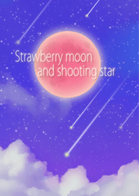 Strawberry moon and shooting star