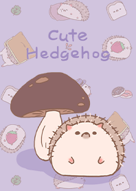 misty cat-Cute Hedgehog mushroom purple2