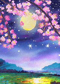 Beautiful night cherry blossoms#311