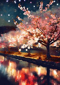 Beautiful night cherry blossoms#62