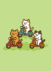 愛騎車的貓咪-淺綠色