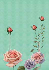 Rose Space on blue green