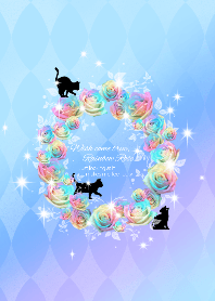 Wish come true,Rainbow Rose & Black Cat2