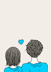 Boyfriend and girlfriend and light blue