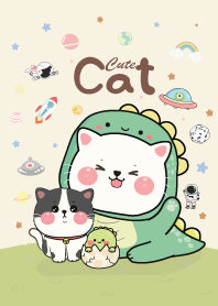 แมวไดโนน่ารัก : สีเขียว