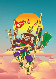monkey king sun wukong 3 heads 6 hands