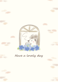 Hedgehog by the window -blue-