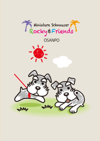 シュナウザー犬ロッキーと仲間たち　散歩