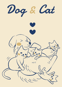 Animal 006L (dog+cat-Beige-Navy Blue)