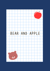 BEAR AND APPLE GRAPH PAPER-NAVY BLUE