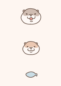 Otters and fish (Beige ver.)
