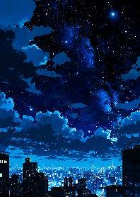 City's starry night sky