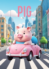 Cute Pig in City Theme