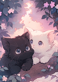 ⭐桜の木の上の夢幻の猫カップル❤️
