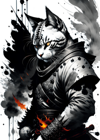 Ink wash cat samurai 21e01e