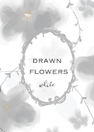 Drawn flowers white-