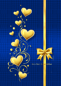 Gold Heart & Gold Ribbon #2020 Blue