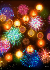 Fireworks and paper lantern from Japan