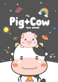 Pig&Cow Cutie Galaxy Gray