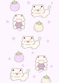 Little cat ties a strawberry bow1