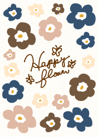 Happy flower-Beige x navy-joc