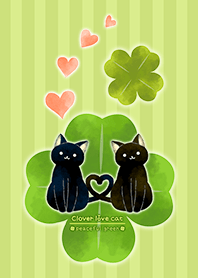 Clover love cat peaceful green
