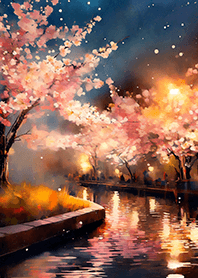 Beautiful night cherry blossoms#2168