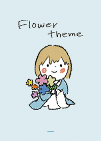 Blue : Girl and flower theme