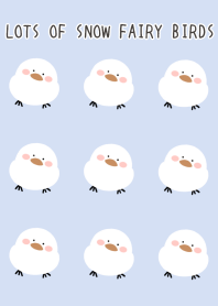 LOTS OF SNOW FAIRY BIRDS-BLUE GRAYj