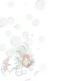 Snow, girl and snowman