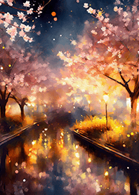 Beautiful night cherry blossoms#1845