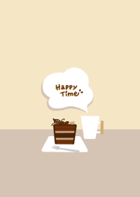 กาแฟและเค้กมีความสุข