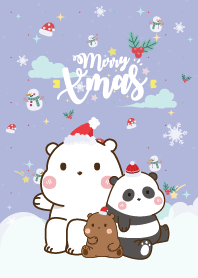 หมีสามตัว เบบี๋ วันคริสต์มาส สีม่วง