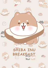可愛寶貝柴犬/早餐/吐司/米色2
