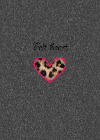 Felt heart-gray/leopard pattern-